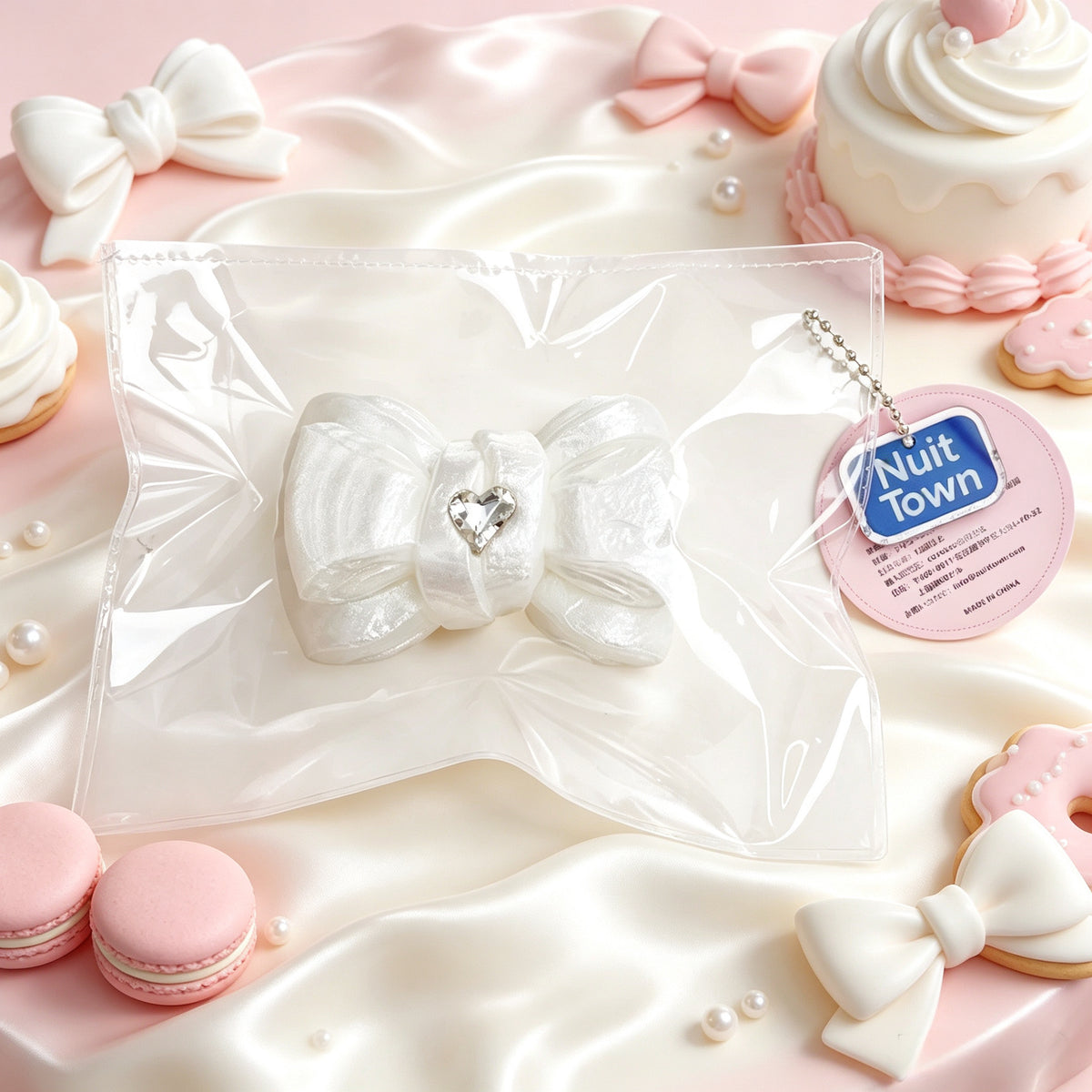 ぬいっとスクイーズ　パールホワイトリボン  Squishy