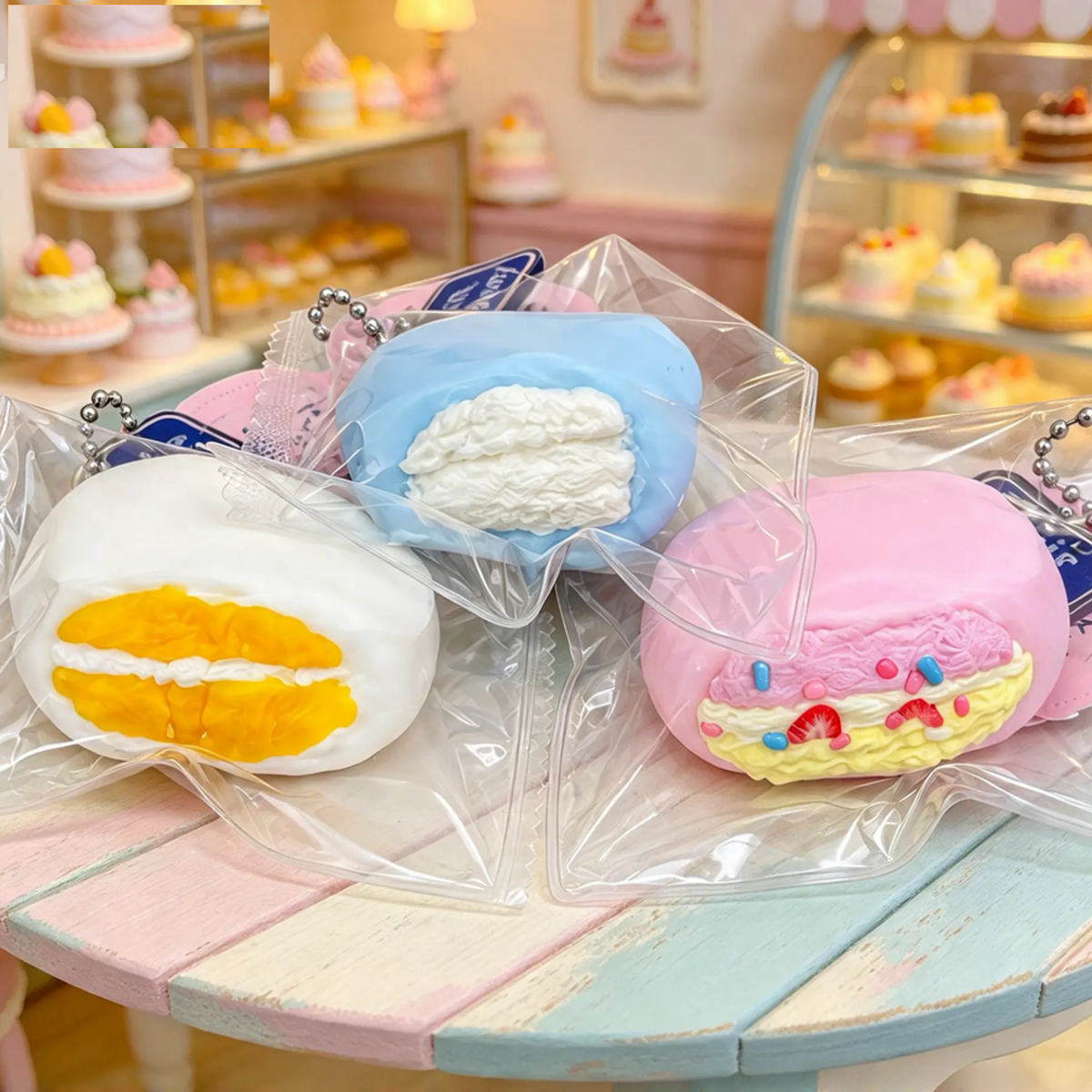 ぬいっとスクイーズ　カラフルクリーム大福 Squishy