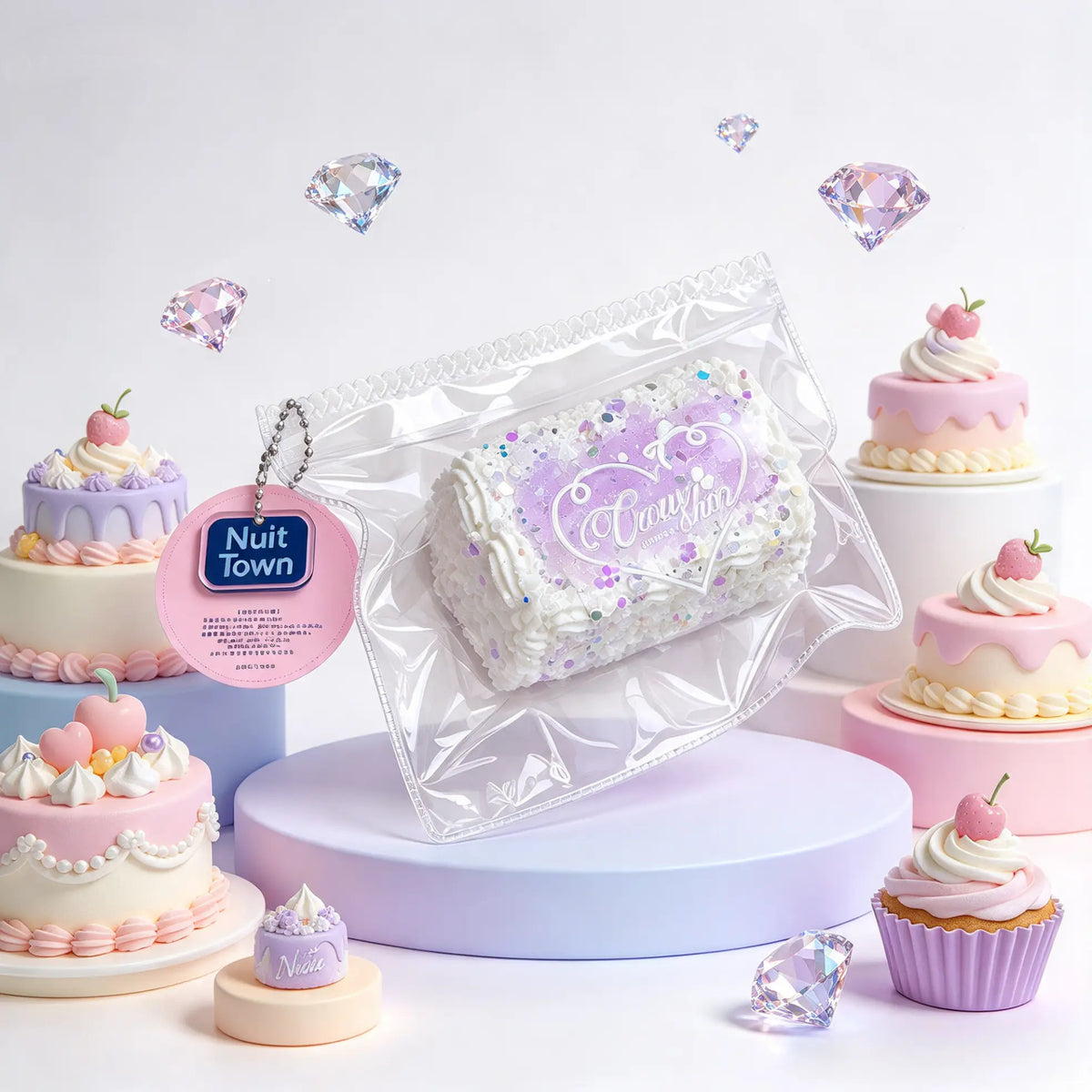 ぬいっとスクイーズ　きらきらグレープロングケーキSquishy