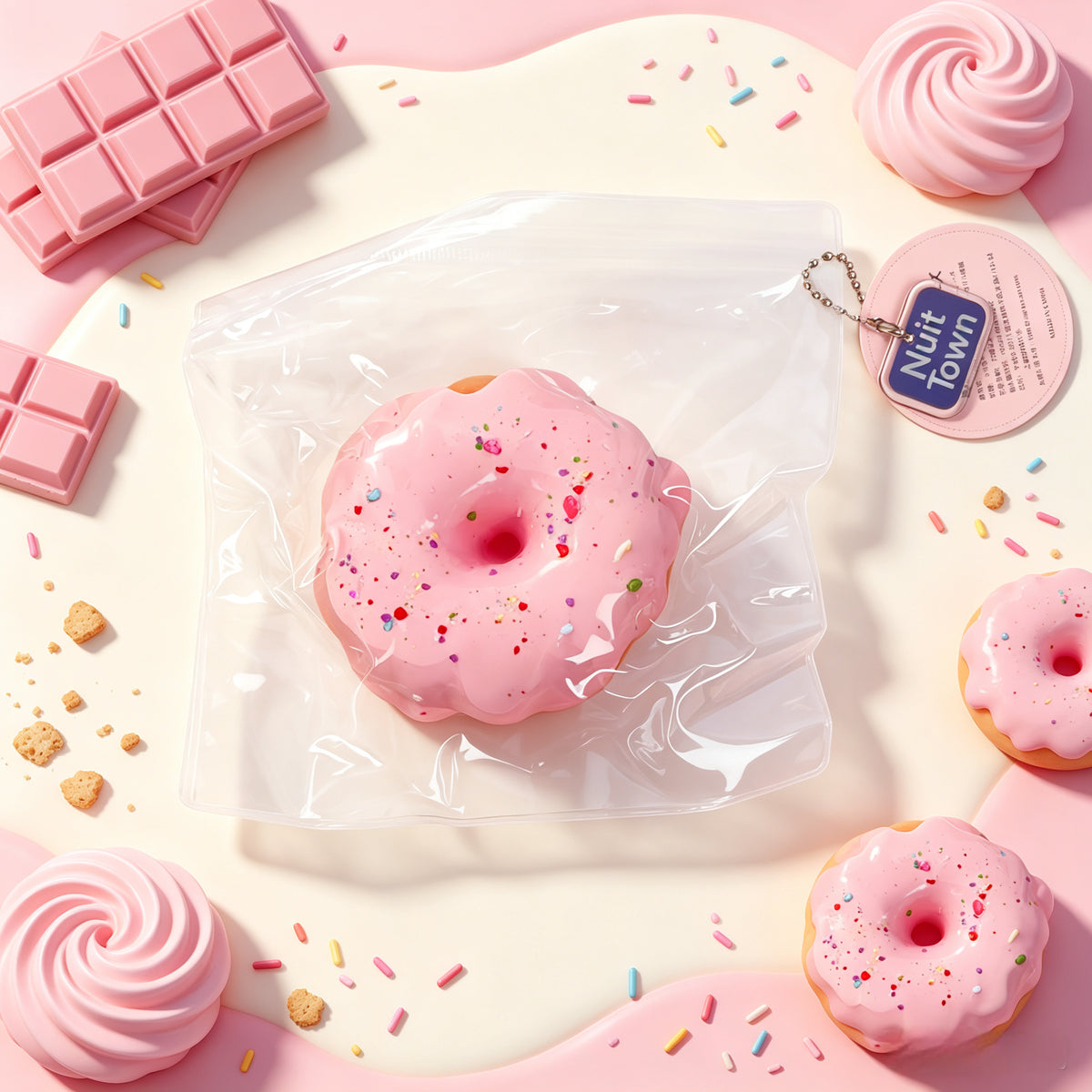 ぬいっと スクイーズ　いちごチョコドーナツ Squishy