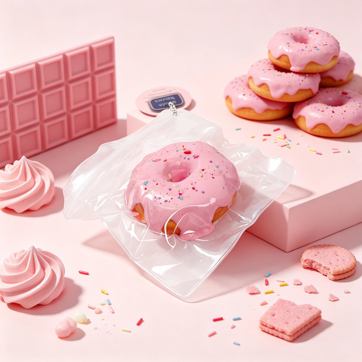 ぬいっと スクイーズ　いちごチョコドーナツ Squishy