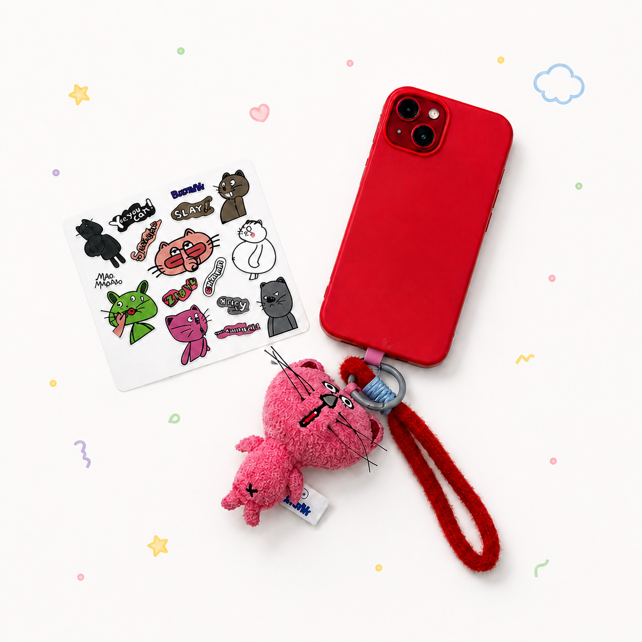 MAOMAOMAO スマホストラップ(シール付き)