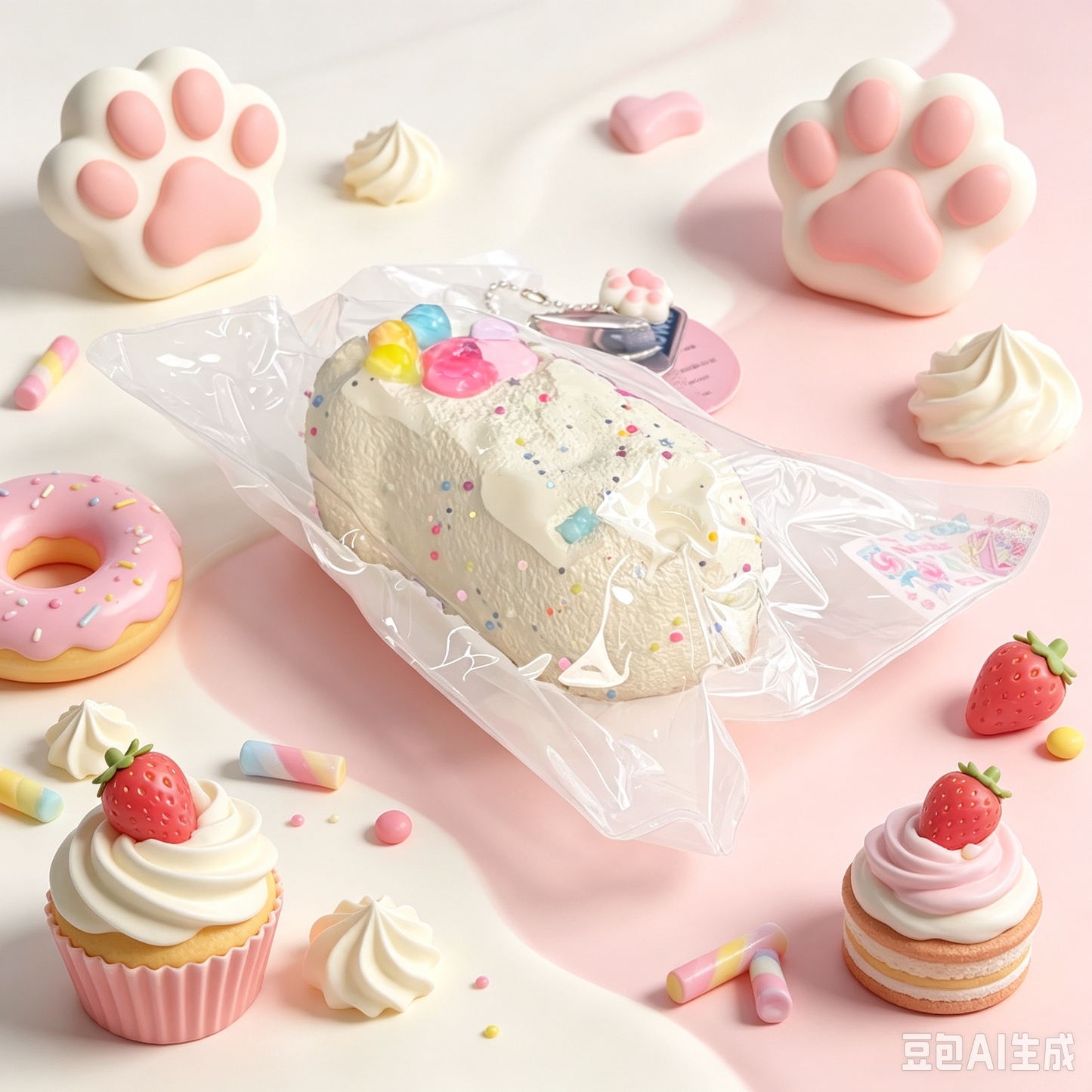 スクイーズ　キャットケーキ（肉球）