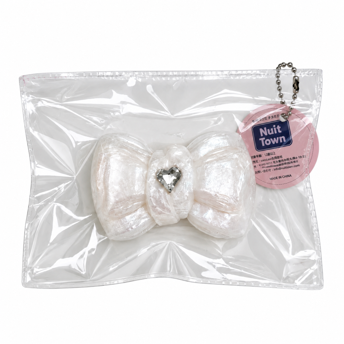 ぬいっとスクイーズ　パールホワイトリボン  Squishy